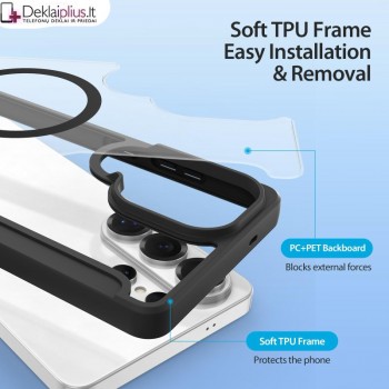 Dux Ducis Skin X Pro dirbtinos odos juodas dėklas su magsafe (Samsung Galaxy S26 Ultra)